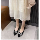 Autumn 2025 New French Daily Sweet Bow Drill Single Shoe Tip Bow Bow Tie Heel HZ0115