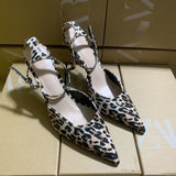 ZA2025 Spring New Women's Shoes Red Velvet Head Light-High Muller Shoes Buckle Fine Women's Shoes HZ0115