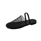 Fry Street High-Value Net Woven Bun Head Drag Summer New Simple Word With Round Head Flat Cool Slippers HZ0115