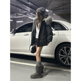 Grey Snow Boots Women 2025 New Winter Tie With Two Long Boots Plus Velvet Thick Cotton Shoes HZ0115