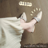 Baotou Half Slippers Women's Summer Wear 2025 Summer New Shoes Pointed Flat Bottom Muller Cool Slippers Half-To-Single Shoes HZ0115
