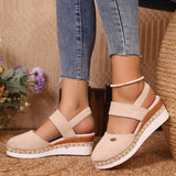 2025 New Bag Head One Word Tight Rope Thick Soles Empty Shoes Large Leisure Slope Sandals Women HZ0115