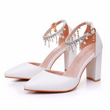 10 Cm Thick Heel Sandals Beaded Sous-Suded Women's Shoes Spring Women's Shoes Light-Mouthed Fashion Thick Heel Sandals HZ0115