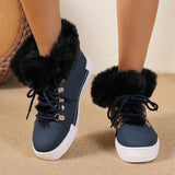2025 Winter Short-Singue Long-Haired Snow Boots Large-Size Edge Plus Velvet Martin Boots HZ0115