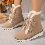 Large-Size Snow Boots Women 2025 Autumn And Winter New Velvet Thick Tie Thick Cotton Boots Women HZ0115