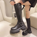 High-Heeler Knight Boots Women 2025 Autumn/Winter New Net Red Solid Color Nonslip Boots Coarse And Round Head Vintious Women's Boots HZ0115