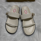 ZA Home 2025 New Summer New Flat-Bottom Metal Single-Buckle Double Buckle Strap Wear Two Uncle Slippers Woman HZ0115