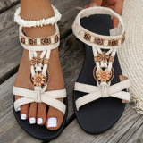 Flat-Bottomed Large-Size Sandals Women 2025 Summer New Bohemian Women's Casual Tight Sandals With Beach Sandals HZ0115