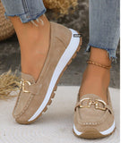 Thick-Bottomed Casual Sneakers Casual Ladies Metal Chain 2025 Summer New Large-Size Single Shoes HZ0115