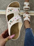 2025 Large-Size One-Size-In-One Slippers Women's Summer Roman Shoes Heel Thick-Soled Sandals Embroidered Women's Cool Slippers HZ0115