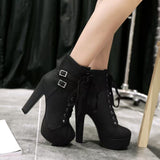 Explosion Cross-Tie Martin Boots Boots High Heel Women's Shoes Waterproof Belt Buckle Low-Spring Women's Boots HZ0115