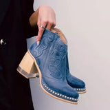 Large Size 2025 Embroidery Fashion Boots Lady Rivet Side Acrylic Crystal High And Short Boots HZ0115