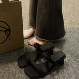 Coarse And Word With Small Cool Slippers Wearing Women 2025 Summer New French Fashion Temperament High-Heezy Slippers HZ0115