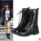 2025 Autumn And Winter New Round Head With Martin Boots Black Fashion Large-Size Mid-Sleet Boots Personalized Women's Boots HZ0115