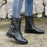 Autumn And Winter New Lady Martin Boots Front With Solid Color Low-Hee Color Boots Large Size HZ0115