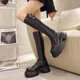 High-Heeler Knight Boots Women 2025 Autumn/Winter New Net Red Solid Color Nonslip Boots Coarse And Round Head Vintious Women's Boots HZ0115