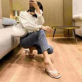 Black Clip Toe Sandals Women Flip-Flops High Heel Pins Outside Wearing Fashion Slippers Outside The Cool Drag Summer HZ0115