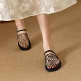 Fry Street High-Value Net Woven Bun Head Drag Summer New Simple Word With Round Head Flat Cool Slippers HZ0115