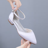 2 Cm Flat Hedsley Casual Tip Hollow Sandals Low Heeled White Mandible Buckle Bride Wedding Shoes HZ0115