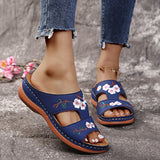 2025 Large-Size One-Size-In-One Slippers Women's Summer Roman Shoes Heel Thick-Soled Sandals Embroidered Women's Cool Slippers HZ0115