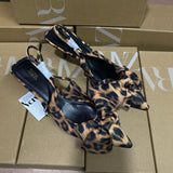 ZAJ2025 Spring New Women's Shoes Black Metal Details Decorate Round Head High Heel Elegant Fashion Sandals HZ0115