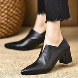 Deep Mouth High Heels Tips In The Heel Single Shoes 2025 Spring And Autumn New Fashion Thick Heel Temperament Soft Leather Single Shoes HZ0115