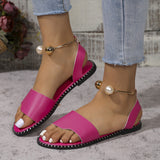 New Flat-Bottomed Pearl Fish Mouth Comfortable Large-Size Lazy Beach Sandals Woman In Summer 2025 HZ0115