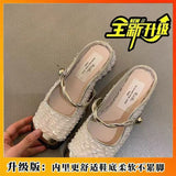Mary Jane French Fragrant High Heels 2025 Spring New Lequin Evening Wind Single Shoes Fashion Leather Shoes HZ0115