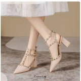 Summer Set 2025 Pointed Rivet Shoes Tip Coated Roman Sandals Women Wear Fashion Comfortable Retro Women's Shoes HZ0115