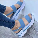 Autumn And Summer New Fashion Sandals Women Wide Face With Sweet Wind Thick Bottom Large Slope Heel Sandals Woman HZ0115