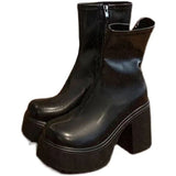 2025 Autumn And Winter New Thick Bottom Black Short Boots Women Thick High And Thin Elastic Fashion Boots HZ0115