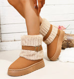 Large-Size Snow Boots Women 2025 Winter New Round Head Leisure Bottom Plus Velvet Warm Short-Bodied Cotton Boots HZ0115