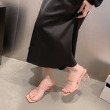 Transparent Crystal High Heels Women In The Spring Of 2025 New Fashion Wearing Sandals Coarse Heels Square Head With Slippers HZ0115