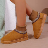 Autumn And Winter New Pine Cake Thick Bottom Knitted Mouth To Keep Warm Snow Boots Women's Korean Version Round Tsetse Women Cotton Boots HZ0115