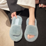 7Cm Thick-Bottomed Fur Slippers Wearing Autumn New Fashion Slope And Loose Cake Bottom-Size Cotton Slippers HZ0115