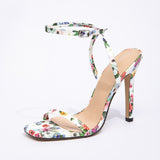 Lady's Head Print With Cross Ankle With Fine Heel Sandals Gorgeous High Heels HZ0115