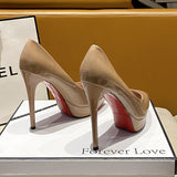 Sexy Sharp Temperament Ultra-High Heel Shoes Waterproof Table Fine Heel Nightclub Patent Leather Fashion Single Shoes Women Spring And Autumn 12Cm Shallow Mouth HZ0115