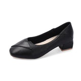 Square Single Shoes Female Coarse Heel Professional Temperament Flight Attendants Comfortable Long Standing Not Tired Black Work Shoes HZ0115