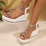 Thick-Soled Sandals Women's 2025 Summer New Size Fashion Slope With Flowers Drilled Fairy Beach Shoes HZ0115