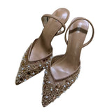ZA2025 Spring New Women's Shoes Apricot Beads And Set Mesh With Sharp Tips High Heels HZ0115
