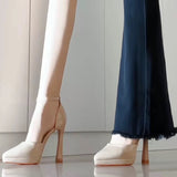 New Nude Sexy Patent Leather Name, High Heels Femininity Femininity Fascal Fascals Waterproof Table With Sandals HZ0115