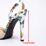Women's Round Head Print Knots With Fine High-Heeled Sandals Women's Shoes Party High Heels HZ0115