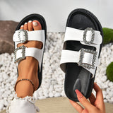 Fashion Water Drill Belt Buckle Thick Bottom Cool Slippers 2026 Summer Beach Large Size Women's Shoes HZ0115