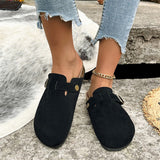 Baotou Slippers Women 2025 Summer New Large-Size Fashion Belt Buckle Lazy Foot Half Slippers HZ0115