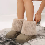 New Thick-Bottomed Round Head Rolls Hairy Short-Snow Boots Women's Pine Cake Bottom Warm Thick Cotton Shoes HZ0115