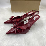 ZAJ2025 Bow Head Sandals New French Light-Tip Wine Red Patent Leather Fine Heel High Heels HZ0115