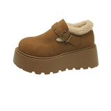 Korean Version Of Temperament Plus Velvet Pine Cake Heightening Leg Growth Head Round Head Birken Cotton Shoes 2025 New Warm Snow Boots HZ0115