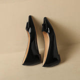 Small Sharp Head Soft Soles In The Increase Single Shoes Spring And Autumn Leather Bare Light Flat Commuting V Buckle Temperament Women's Shoes HZ0115