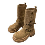 Vintage Fashion Two Wear Two-In-One Martin Boots Girl 2025 New Wilderness Wind Pine Cake Thick Bottom Over The Edge Of The Short Boots HZ0115