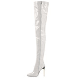 Xiyin Winter New Sexy Pointed Side Zipper Patent Skin Fine High Heel Knee Boots Large Size Leather Boots HZ0115